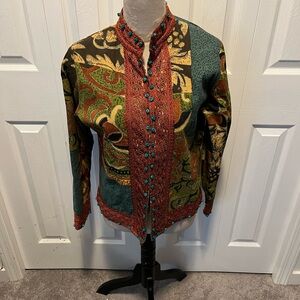 Parsley and Sage size M Multicolor Embroidered Jacket with Turquoise Accents